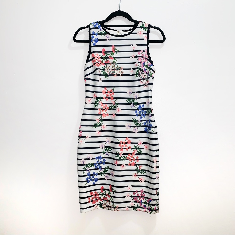 Tommy Hilfiger Women's Striped Floral-Print Sheath Dress Size 8